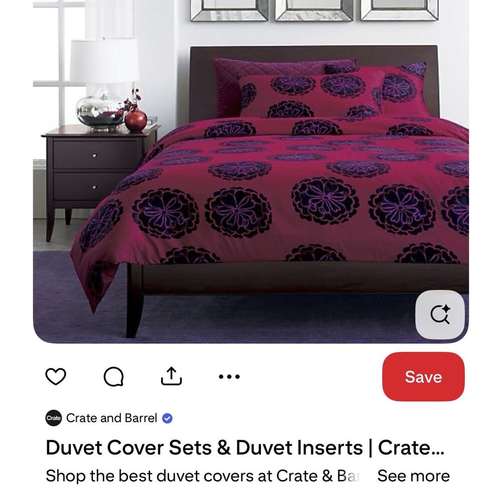 MARIMEKKO Crate & Barrel Full/Queen Duvet Cover Poloneesi Red Black Purple